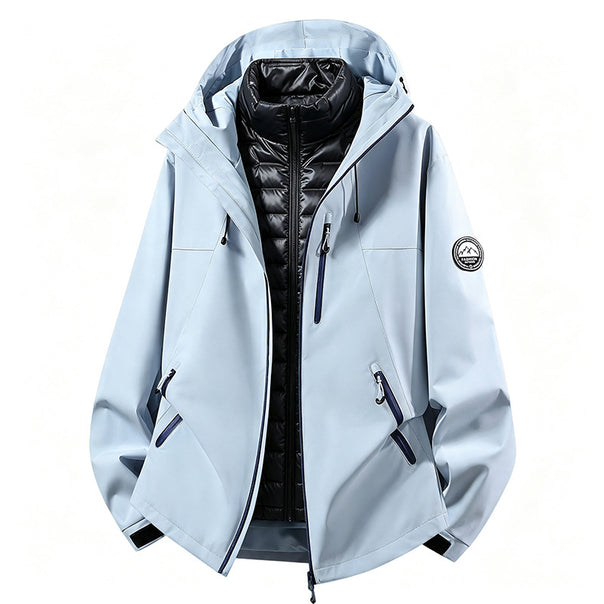Unisex non-waterproof three-piece softshell jacket with detachable quilted inner jacket and hood Mune Fashion