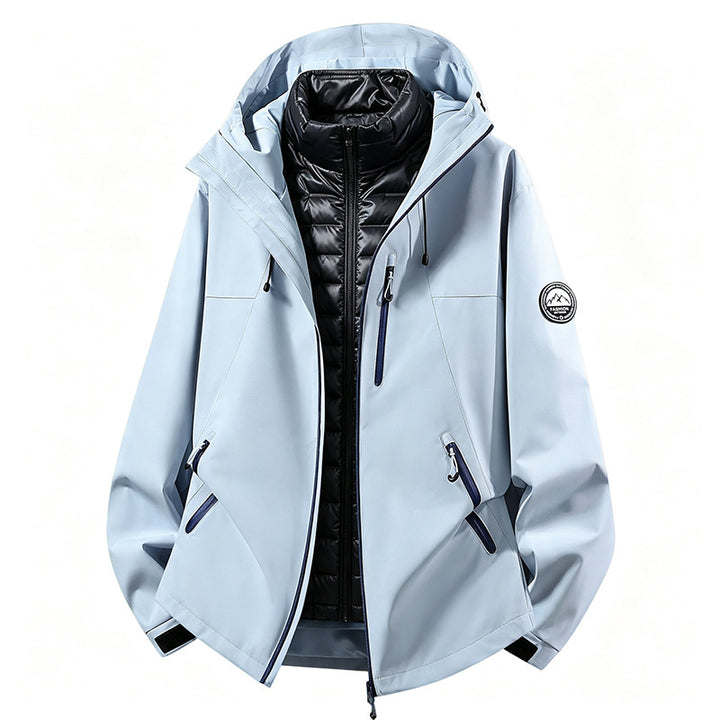 Unisex non-waterproof three-piece softshell jacket with detachable quilted inner jacket and hood Mune Fashion
