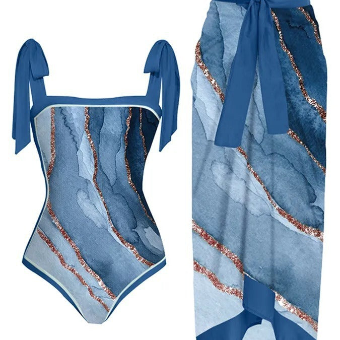 Women's Swimwear Set with Stylish Wrap Skirt Mune Fashion