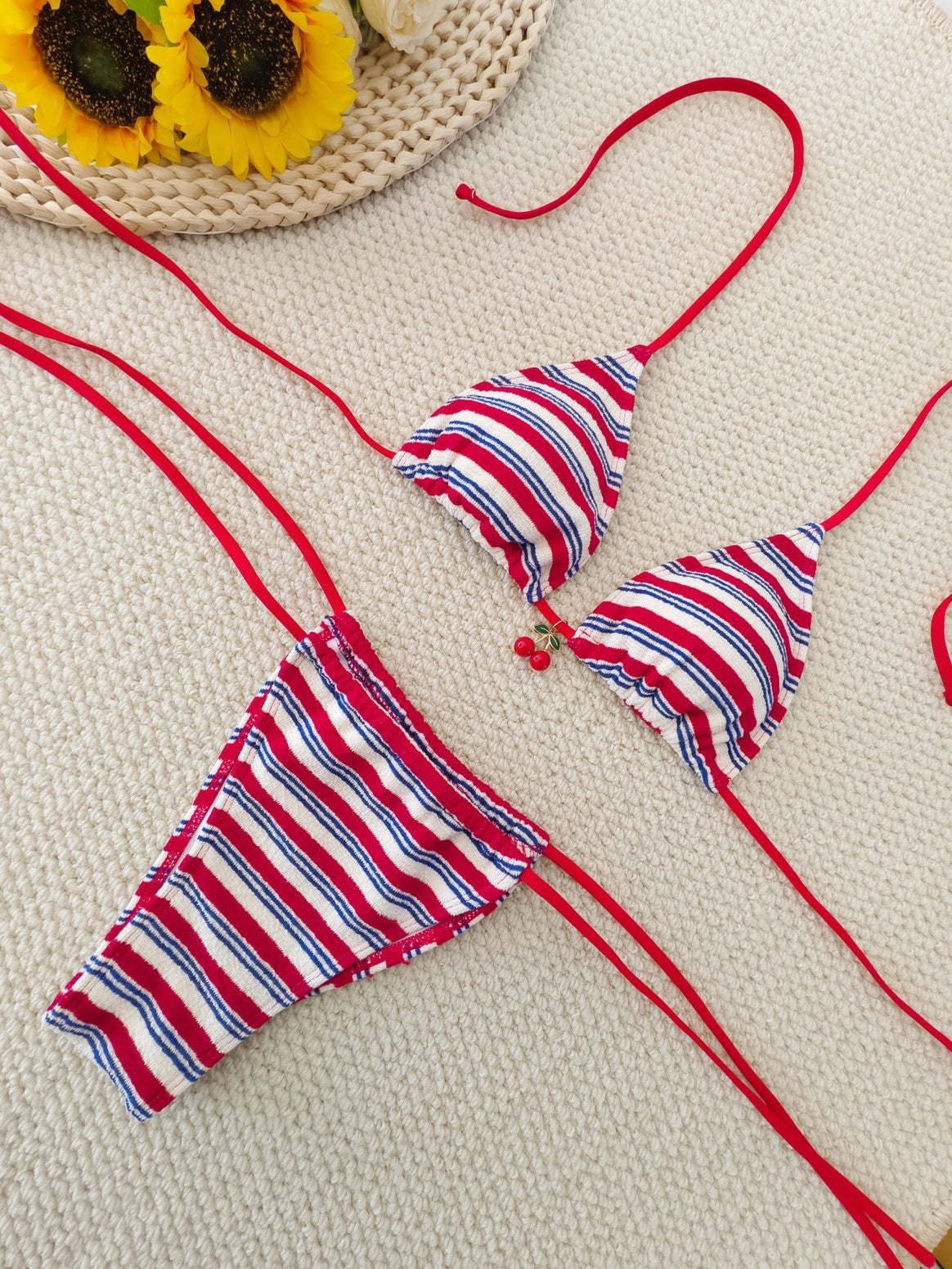 Women's bikini set with timeless stripe pattern and adjustable straps Mune Fashion
