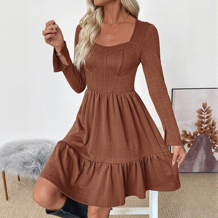Women's Structured Knit Dress with Heart-Shaped Bustier Detail and Tiered Skirt Mune Fashion