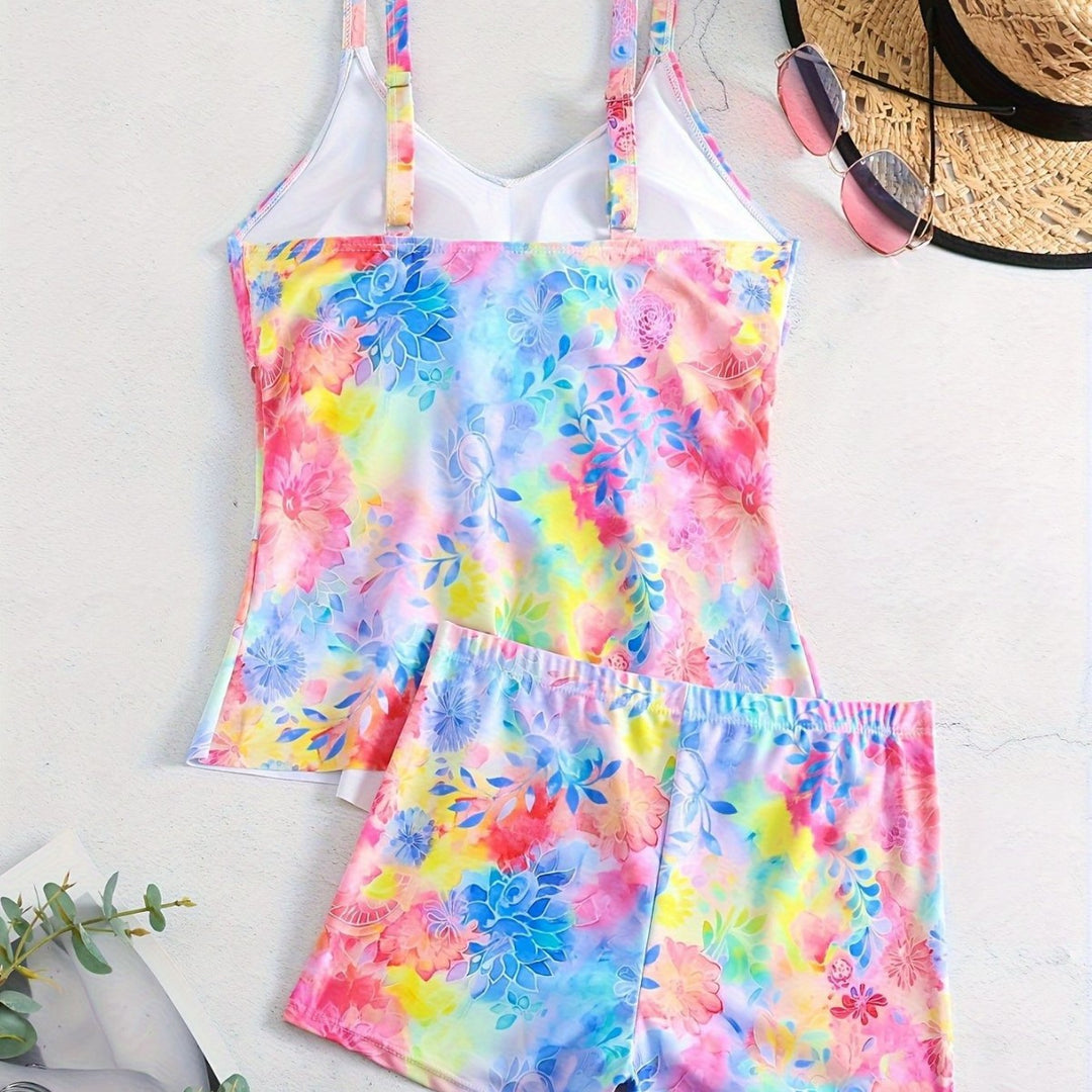 Women's leisure swim top with light ruffle design and shorts Mune Fashion