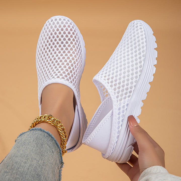 Women's airy slip-on sneakers with honeycomb knit upper and cushioned comfort sole Mune Fashion