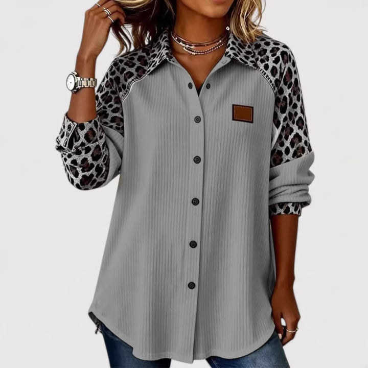 Women’s Fashion Long Sleeve Shirt with Animal Print