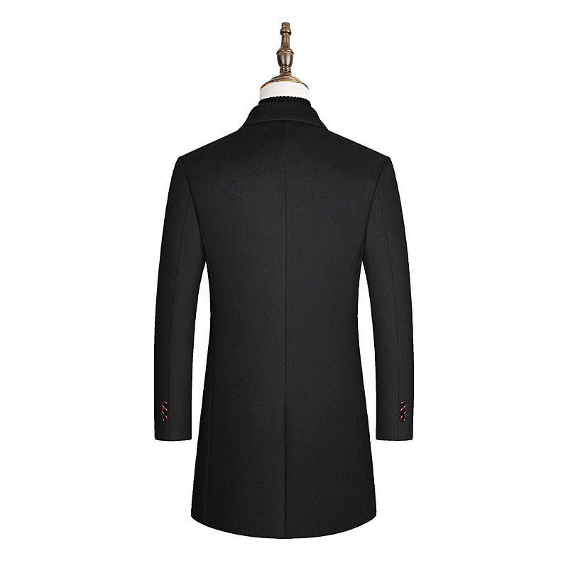Men's Double-breasted tailored Wool blend coat with pinstripes and lapel collar Mune Fashion