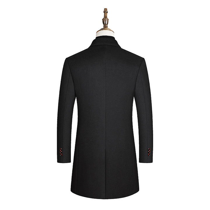 Men's Double-breasted tailored Wool blend coat with pinstripes and lapel collar Mune Fashion