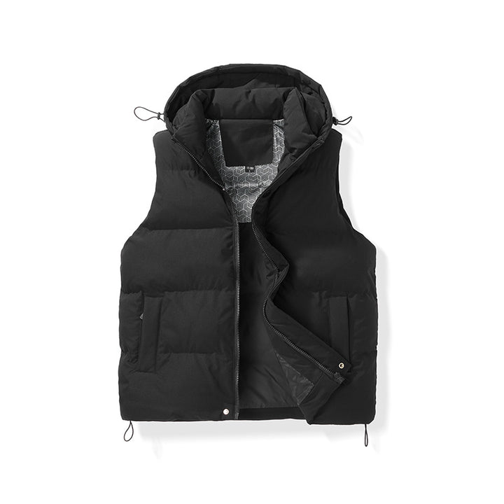 Unisex Padded Hooded Vest with Thermal Insulation and Drawstring Mune Fashion