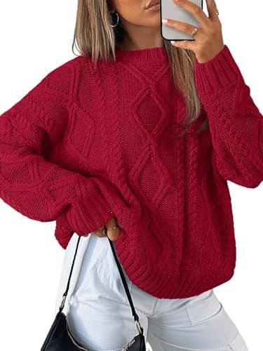 Women's chunky knit sweater in cable pattern with casual oversized cut Mune Fashion