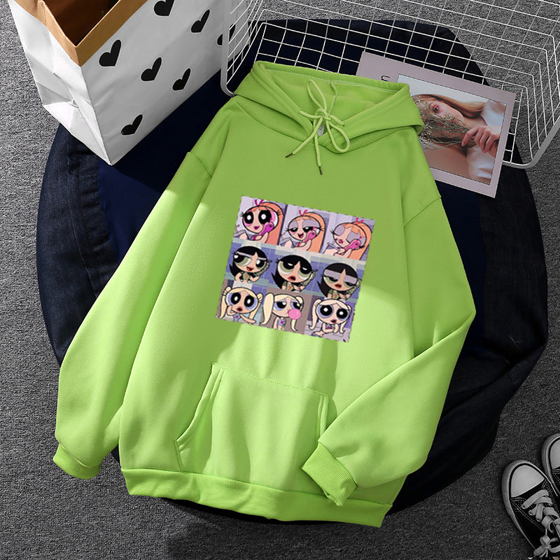Women's oversized hoodie with kangaroo pocket and humorous comic print Mune Fashion