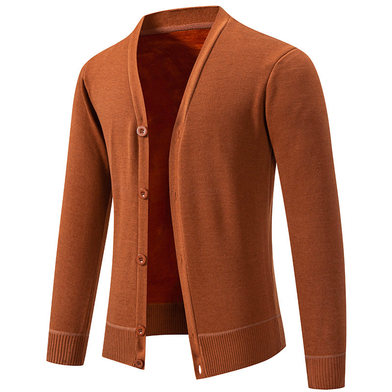 Men's lightweight fine knit cardigan with V-neck, concealed button placket and elastic ribbed cuffs Mune Fashion