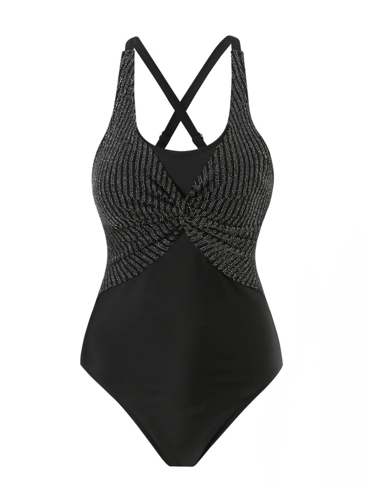 Women's Sporty One-Piece Swimsuit with Stylish Wrap Design Mune Fashion