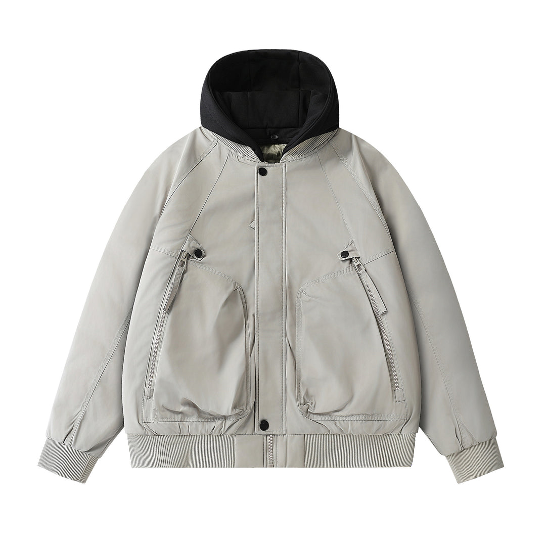 Men's Boxy Utility Bomber with quilted thermal insulation, integrated hood, and concealed zippers Mune Fashion
