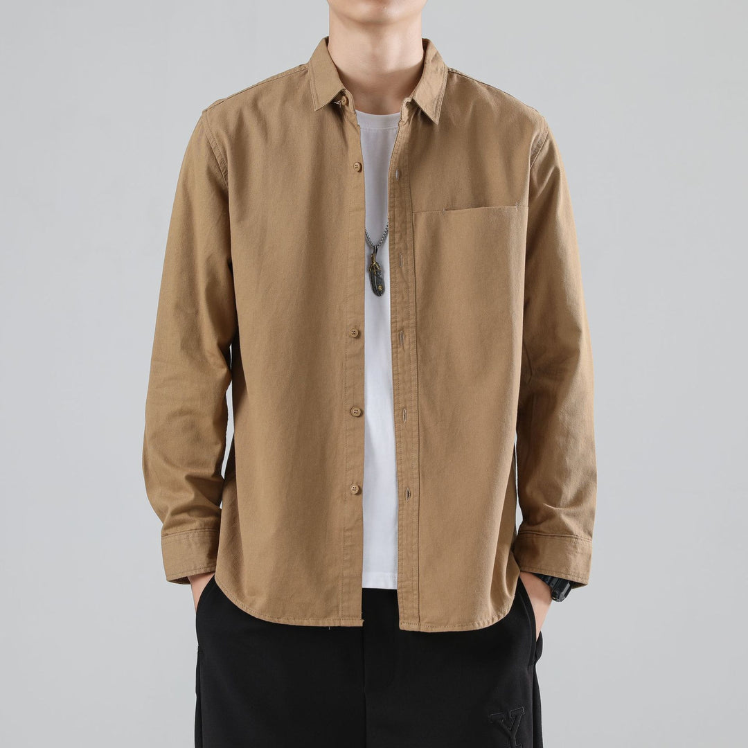 Men's Loose Cotton Overshirt with Chest Pocket and Light Texture Mune Fashion