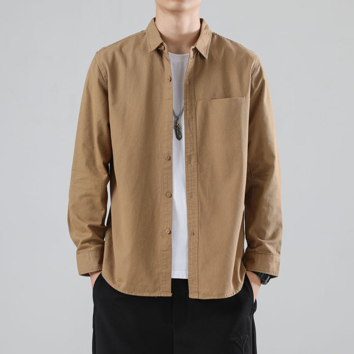 Men's Loose Cotton Overshirt with Chest Pocket and Light Texture Mune Fashion