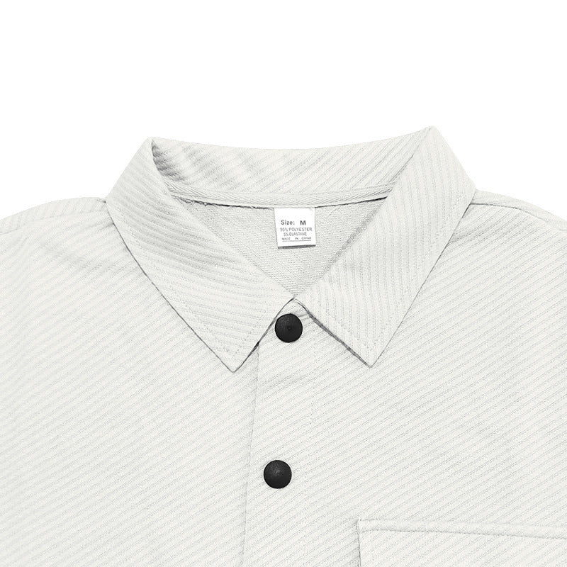 Men's nan urban shirt jacket set in textured cord look with chest flap and narrow fit Mune Fashion