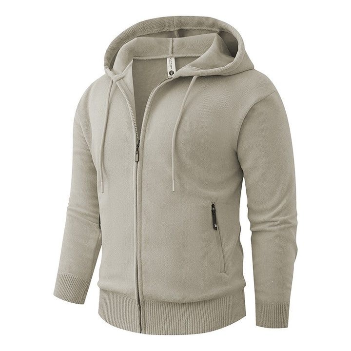 Men's Hooded Fleece Jacket with Full Zip and Ribbed Cuffs Mune Fashion