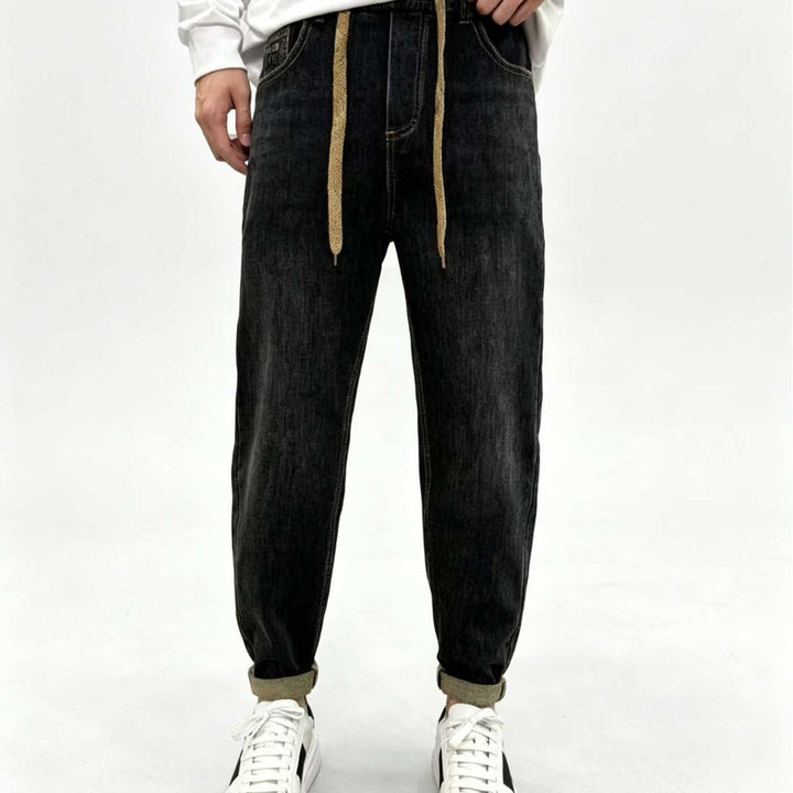Men's Relaxed Denim Jogger with Drawstring and Elastic Hem Mune Fashion