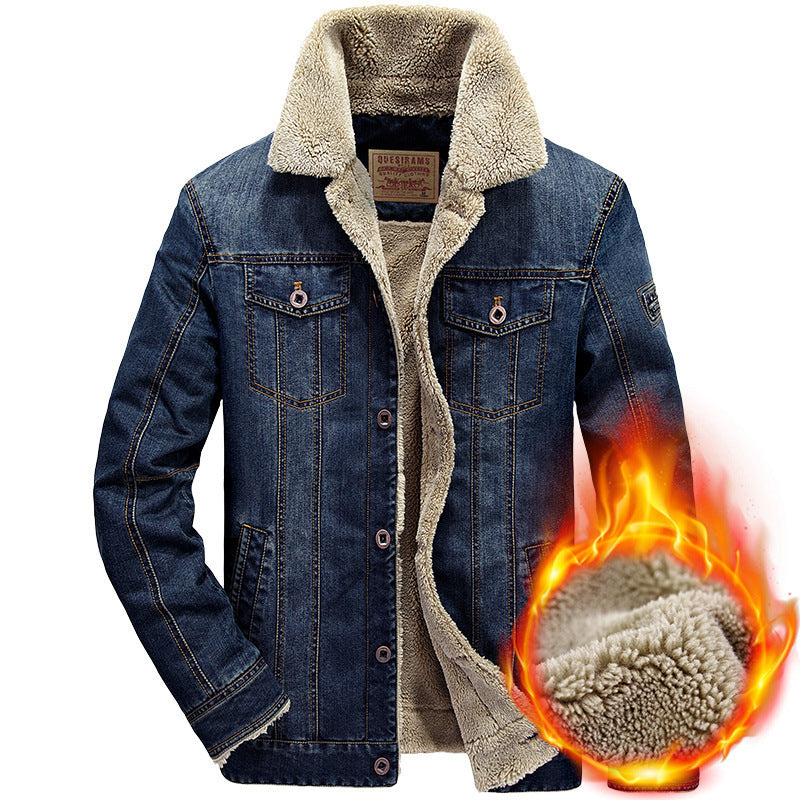 Men's Denim Jacket with Sherpa Lining and Warm Teddy Inner Layer Mune Fashion