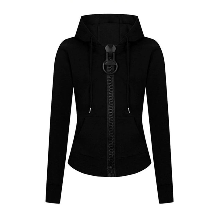 Women’s hooded sweat jacket with distinctive decorative zipper and kangaroo pocket Mune Fashion