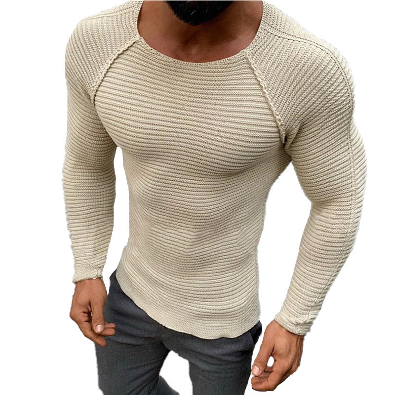 Men's Long Sleeve Knitted Shirt with Elegant Structure Mune