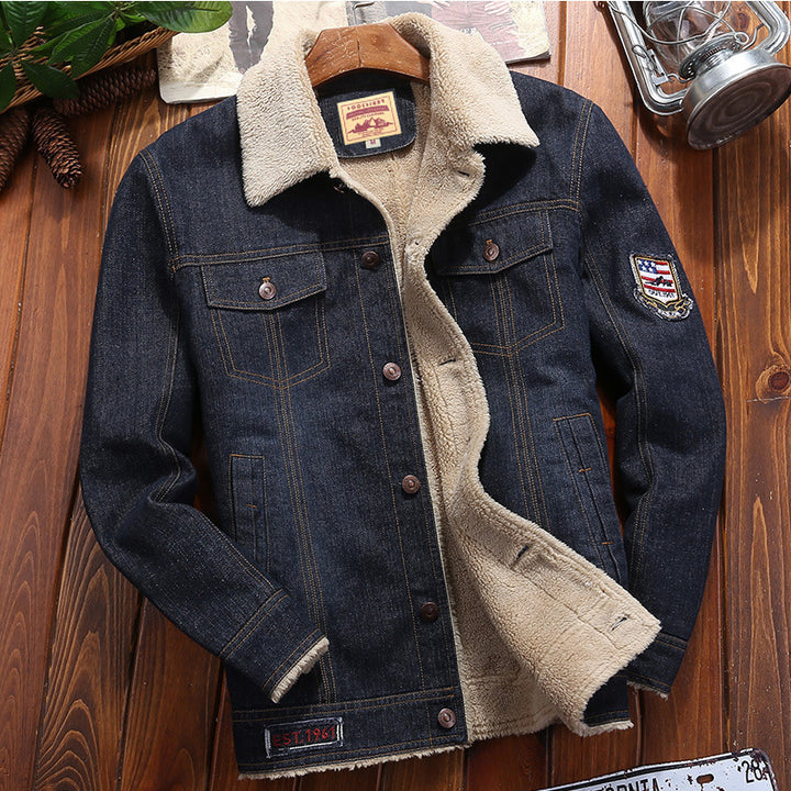 Men's Thermo-Jeans-Trucker Jacket with Teddy Lining and Sherpa-like Interior Mune Fashion