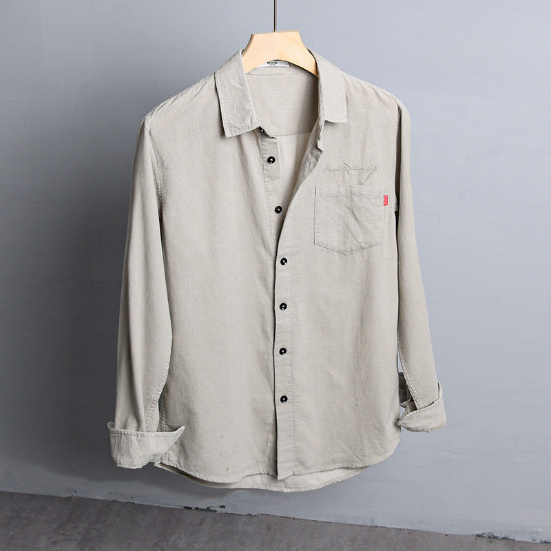 Men's Lightweight Cotton Shirt in Relaxed Fit with Chest Pocket and Soft Wash Mune Fashion