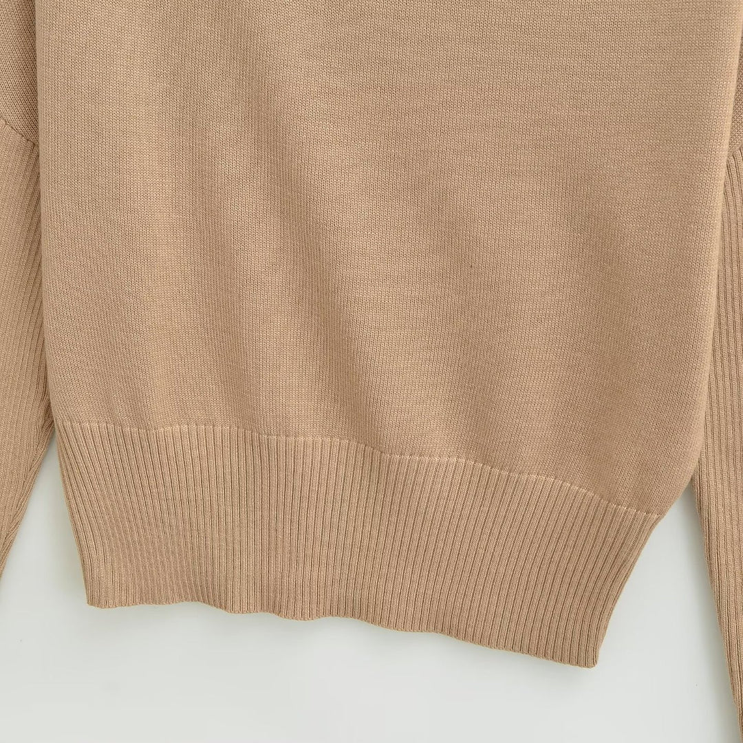 Women's Oversize One-Shoulder Pullover with Batwing Sleeves and Wide Ribbed Cuff Mune Fashion