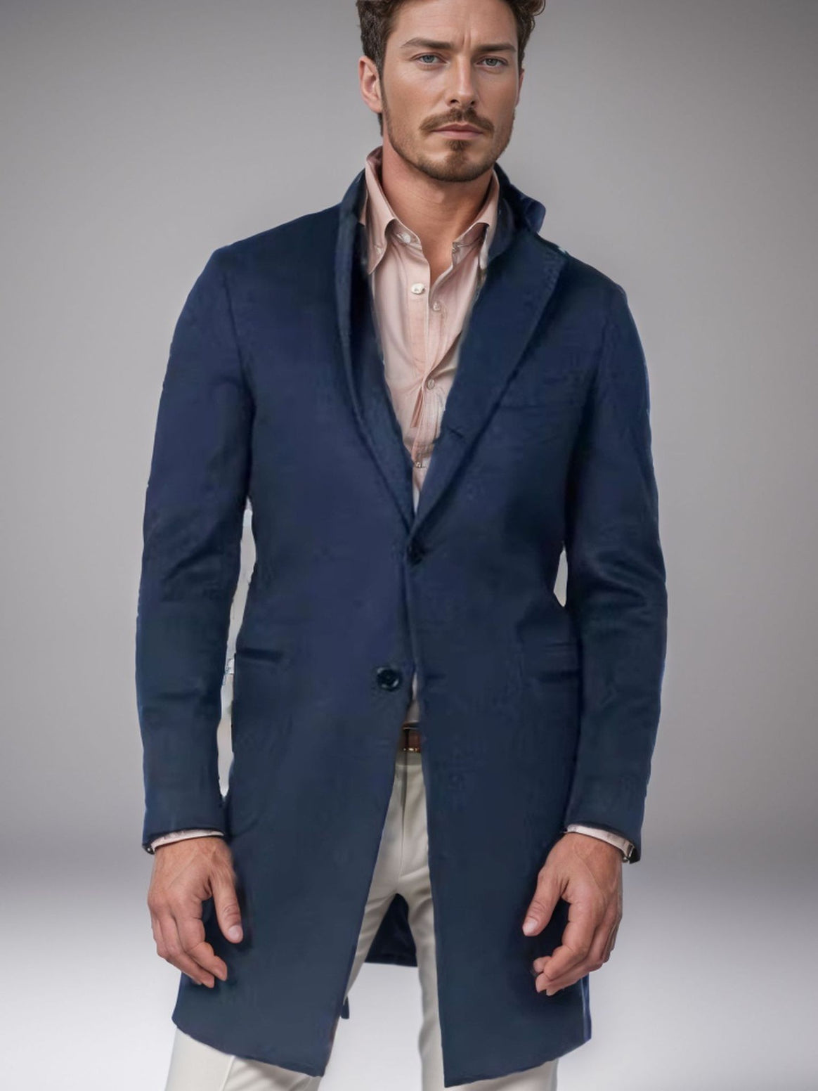 Men's Long Unstructured Linen Blazer with Single Button Closure and Patch Pockets Mune Fashion