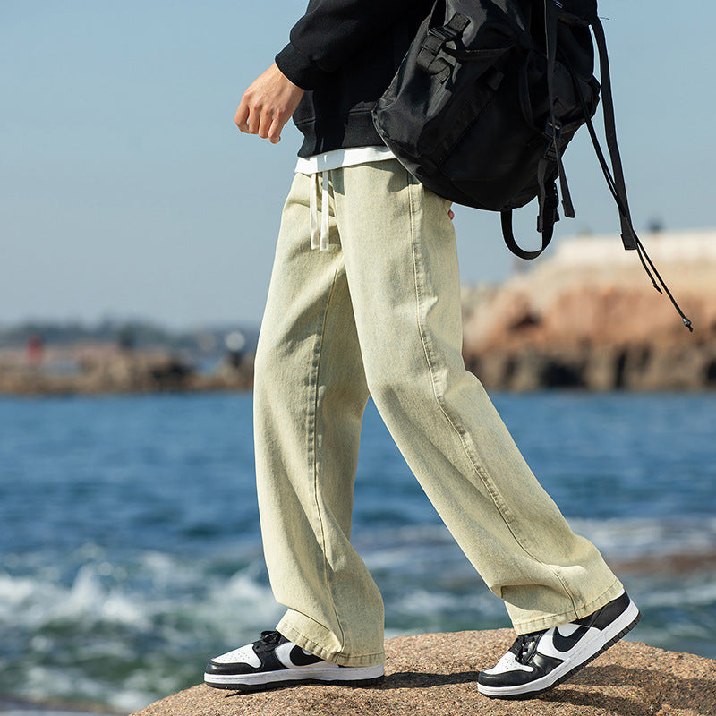 Men's Loose-Fit Denim Pants with Comfort Waistband