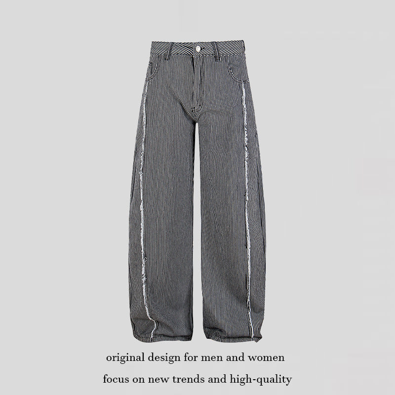 Women Wide Culotte Pants with High Waist, Pinstripe and Used Side Seam Mune Fashion