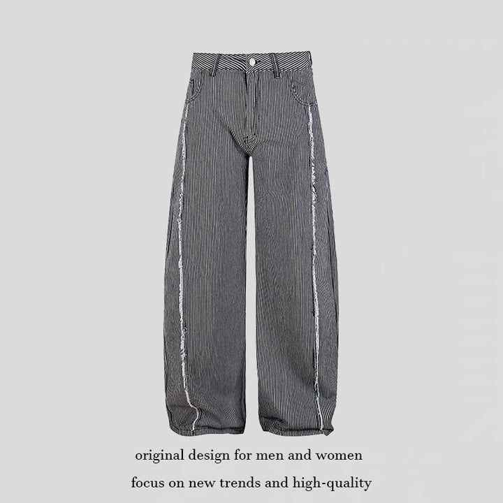 Women Wide Culotte Pants with High Waist, Pinstripe and Used Side Seam Mune Fashion