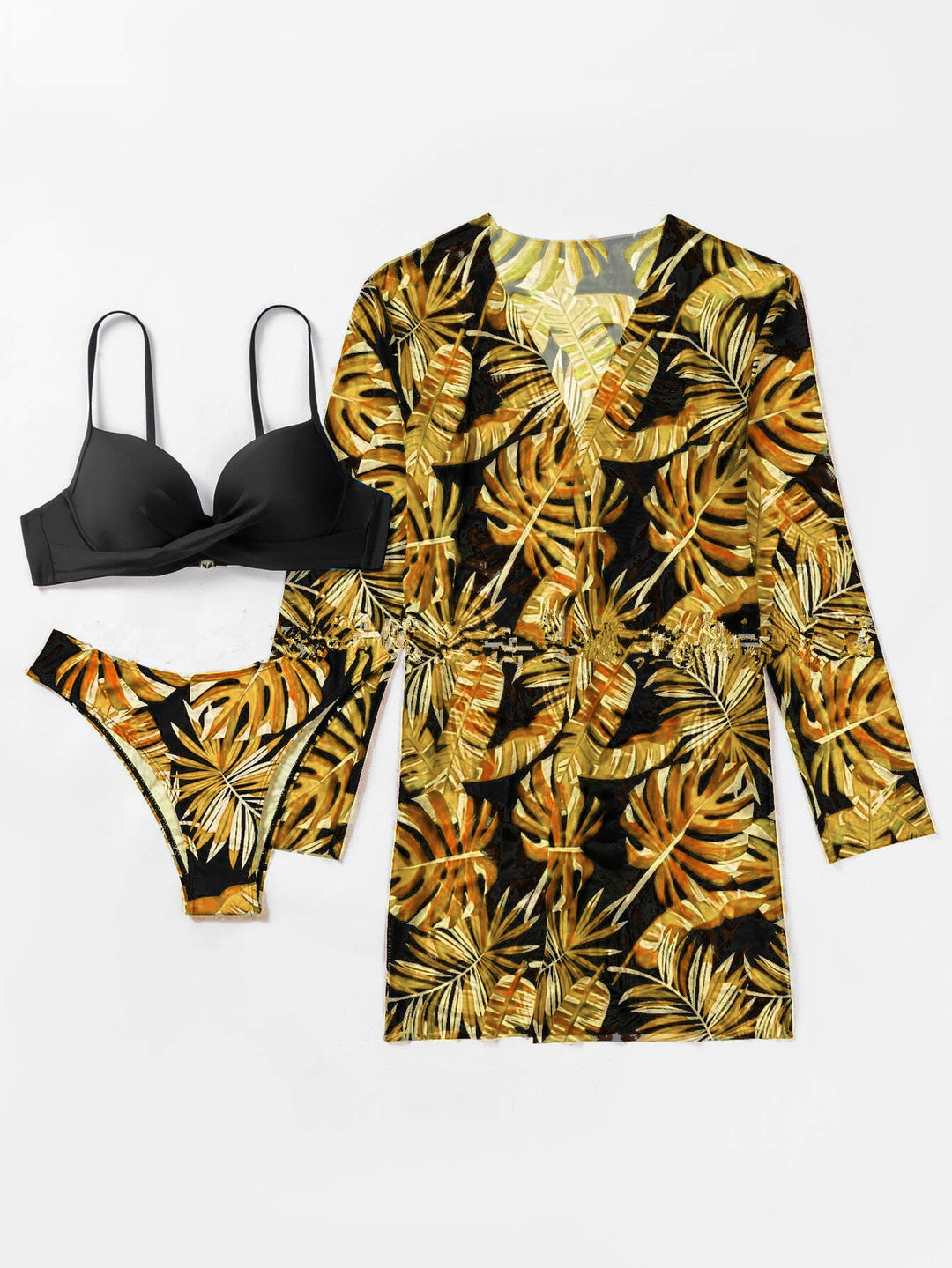 Women’s Bikini Set with Floral Patterns and Elegant Cover-Up Mune Fashion