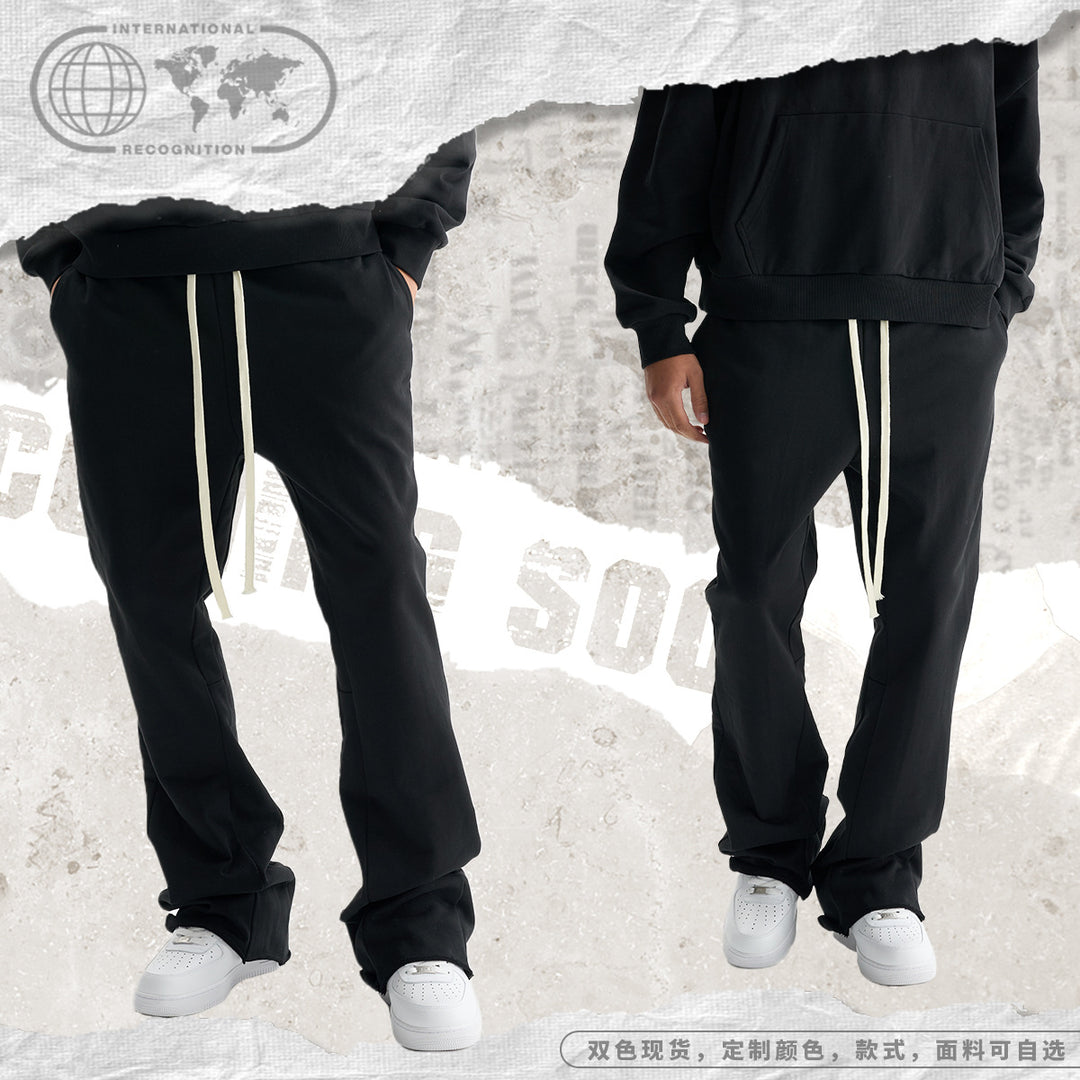 Women's flared pants made of French terry with wide leg and drawstring Mune Fashion