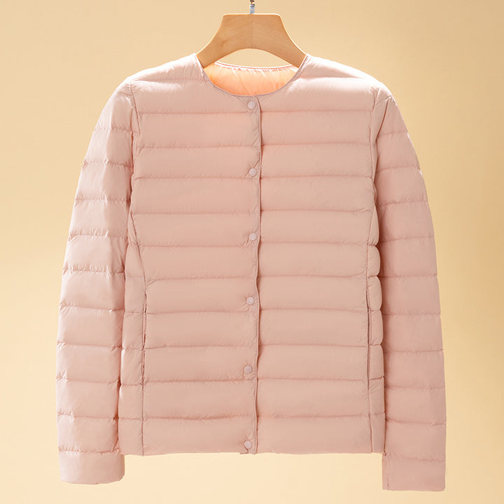 Women Ultra-Lightweight Quilted Jacket without Collar, Packable Thermal Jacket for Travel and Everyday Mune Fashion