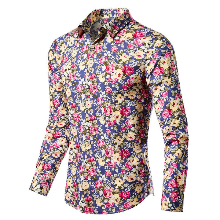 Men's narrow-cut floral shirt with Kent collar and full button placket Mune Fashion