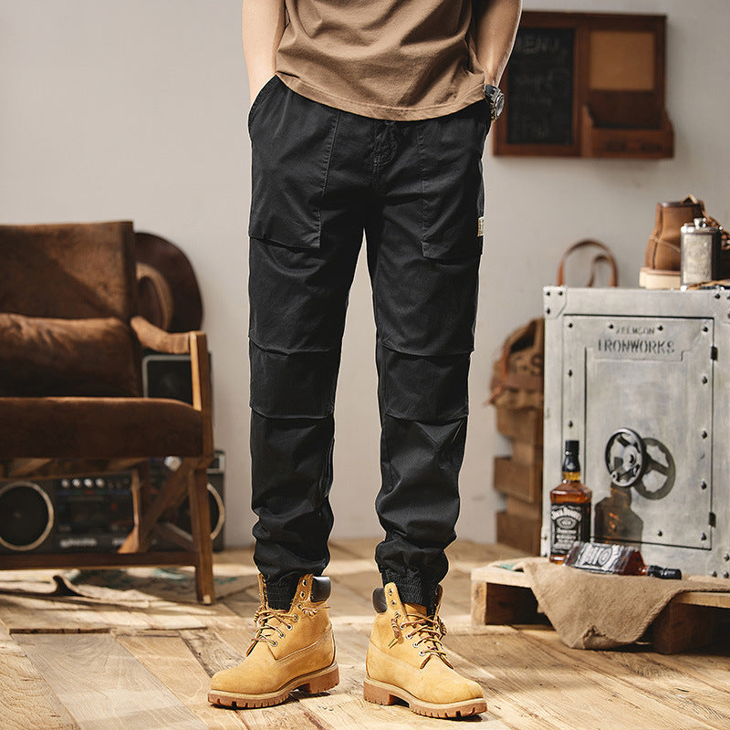 Men's Robust Canvas Field Joggers with Knee Inserts, Patch Utility Pockets, and Elastic Ankle Hem Mune Fashion
