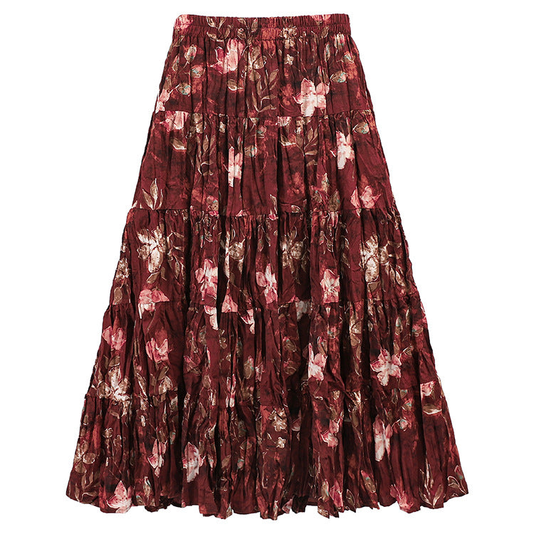 Women's flowing midi maxi skirt with multi-layered tiered design and fine pleated look Mune Fashion