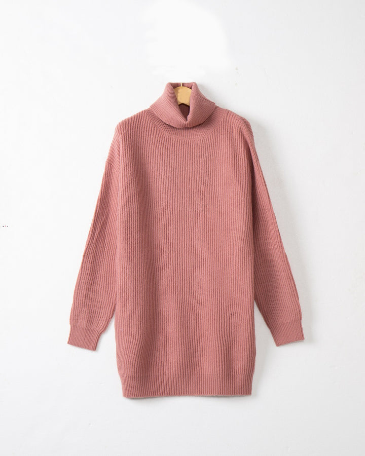 Women's Long Ribbed Turtleneck Sweater in Oversized Fit Mune Fashion