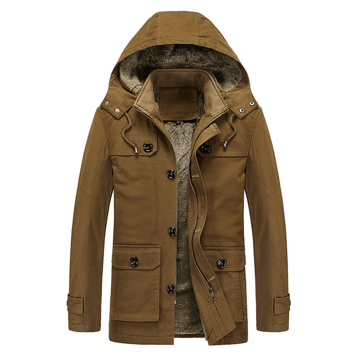 Men's Canvas Military Parka with Teddy Fleece Lining and Multifunctional Pockets Mune Fashion