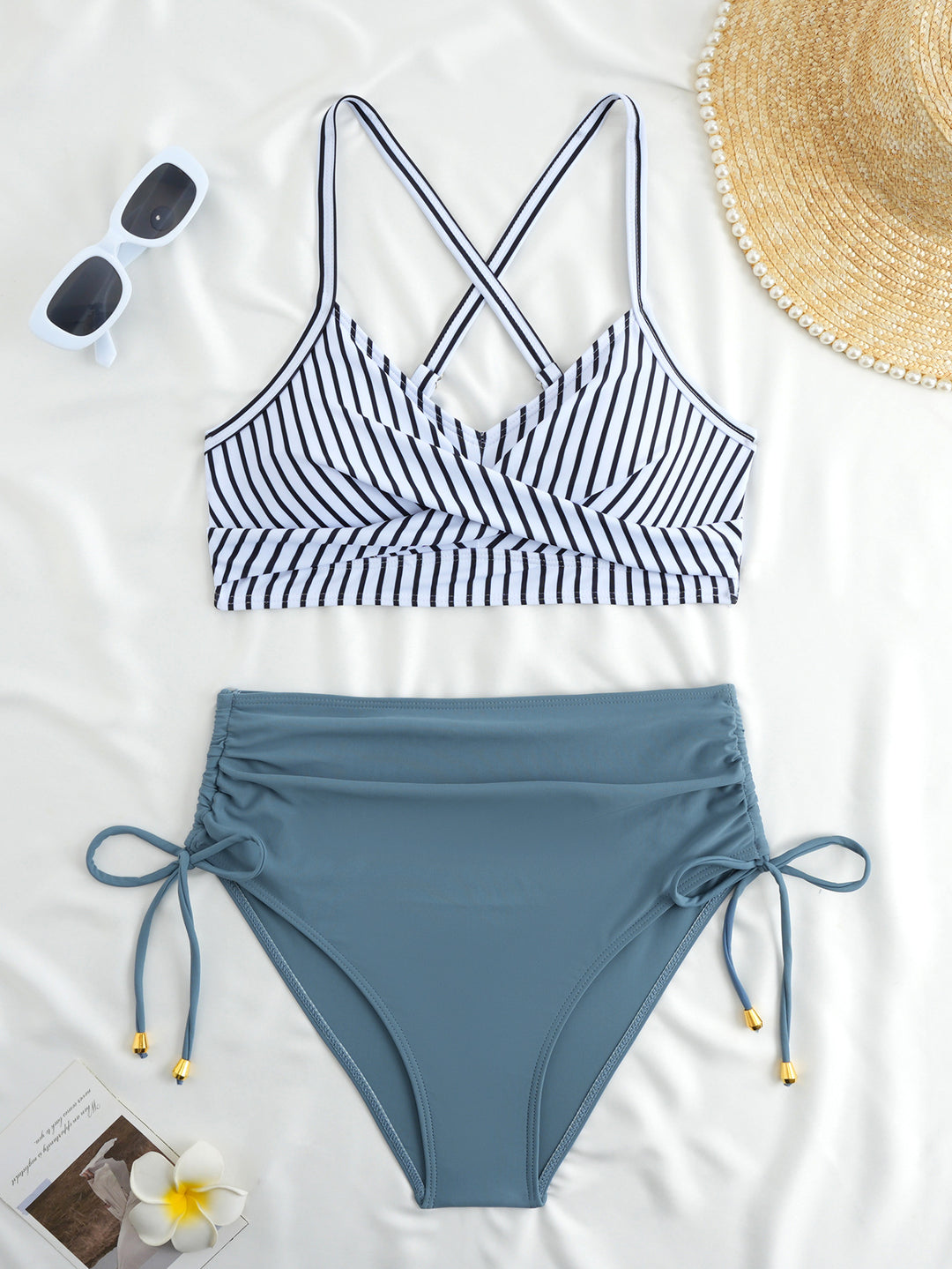 Women's High-Waisted Bikini Set with Wrap Top Mune Fashion