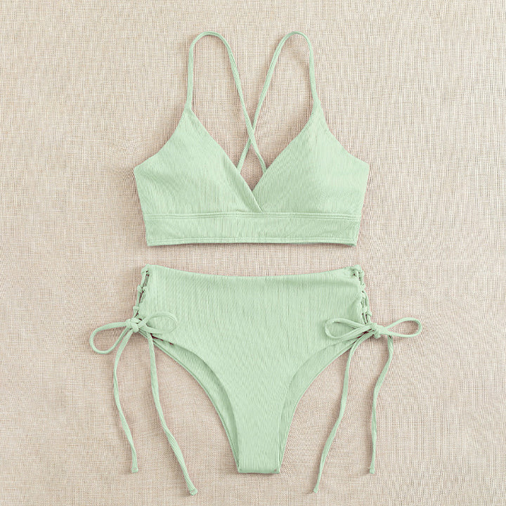 Women's High-Waisted Bikini with Adjustable Lacing Details Mune Fashion