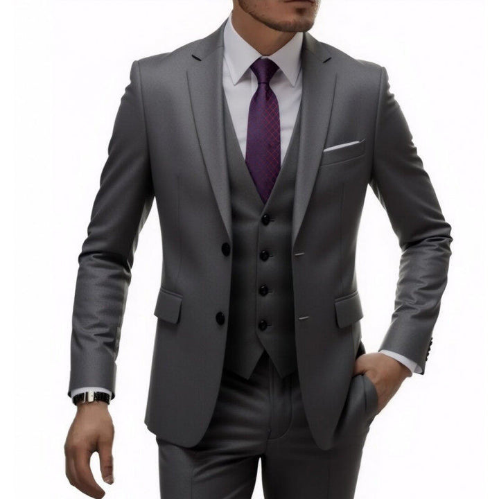 Men's three-piece Slim-Fit suit set with vest, slim lapel and tailored silhouette Mune Fashion