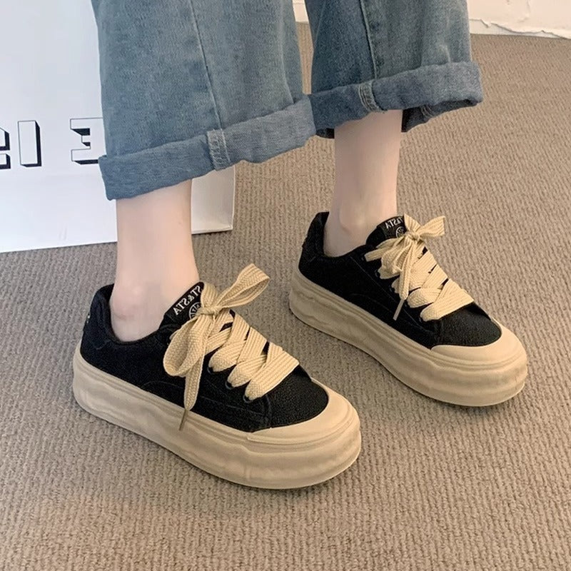 Women’s Sporty Platform Sneakers with Comfortable Sole and Unique Lacing Details Mune Fashion