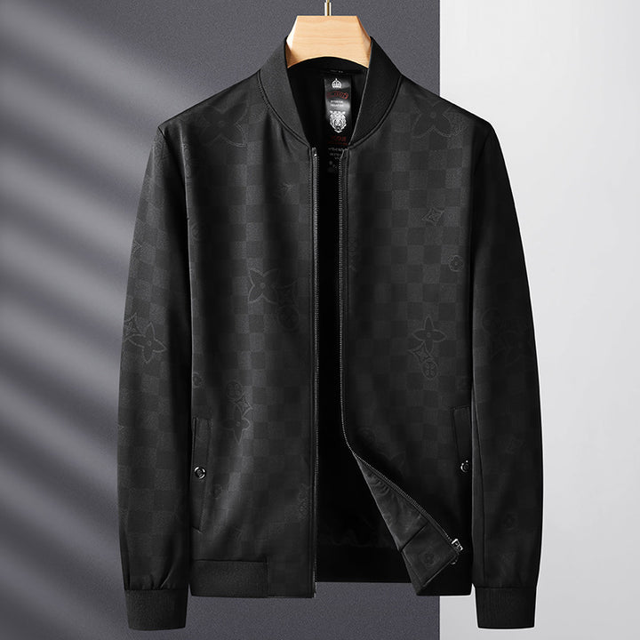 Men's Slim-Fit Jacquard Bomber Jacket with tonal pattern, zipper and ribbed cuffs Mune Fashion