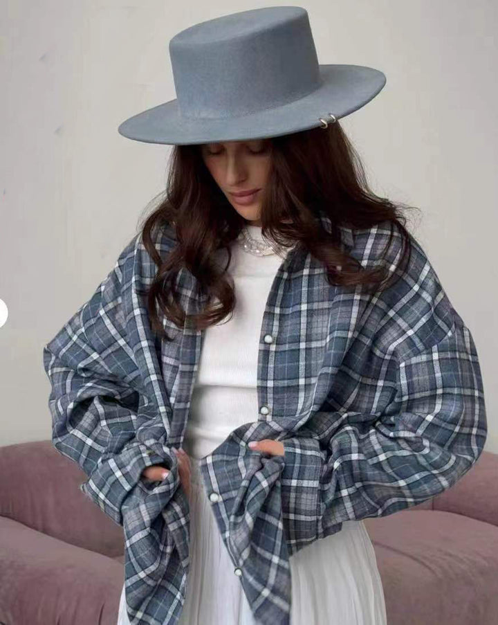 Women's Casual Checkered Blouse Mune Fashion