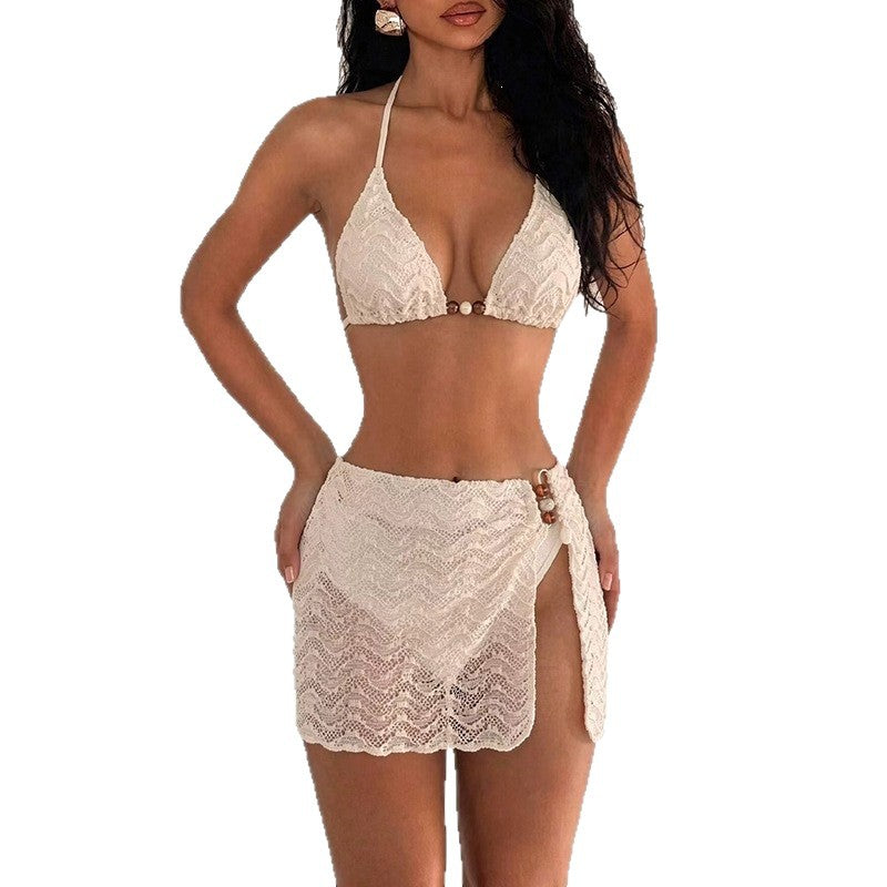Women's Lace Bikini Set with Refined Wrap Skirt Mune Fashion