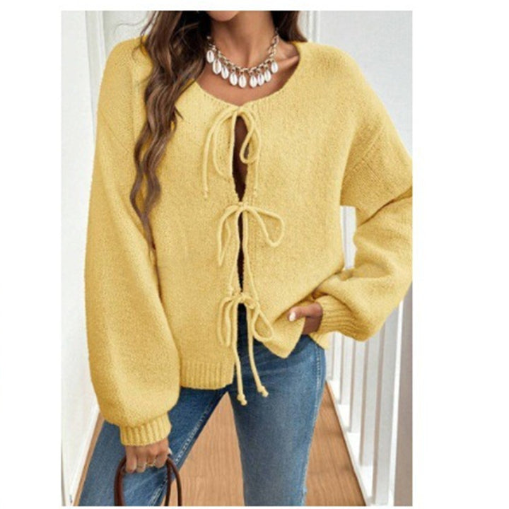 Women's short cardigan with ties, oversized silhouette and balloon sleeves Mune Fashion