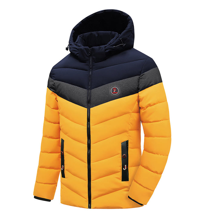 Men's padded jacket with hood, chevron quilting and weatherproof thermal insulation Mune Fashion