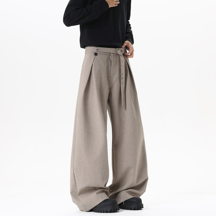 Women's Extra Wide Culotte Pants with Pleated Waistband and Decorative Belt Mune Fashion