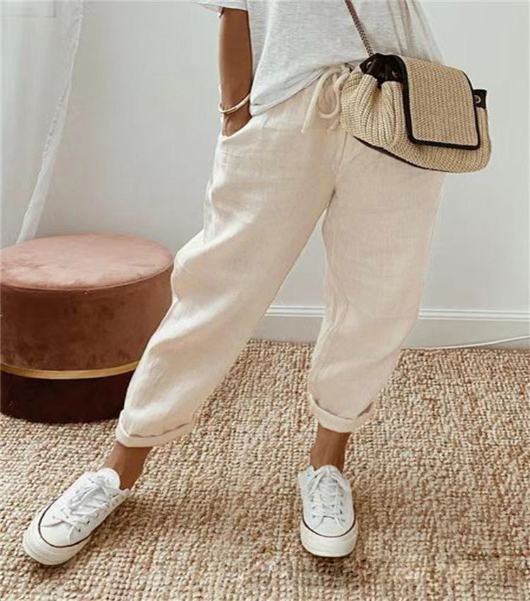 Women's Loose Printed Jogger with Drawstring and Cuffed Hem Mune Fashion